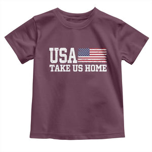 Patriotic USA Soccer Fan Toddler T Shirt Take Us Home Game Day TS12 Maroon Print Your Wear