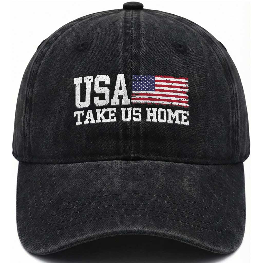 Patriotic USA Soccer Fan Washed Cotton Baseball Cap Take Us Home Game Day TS12 Print Your Wear