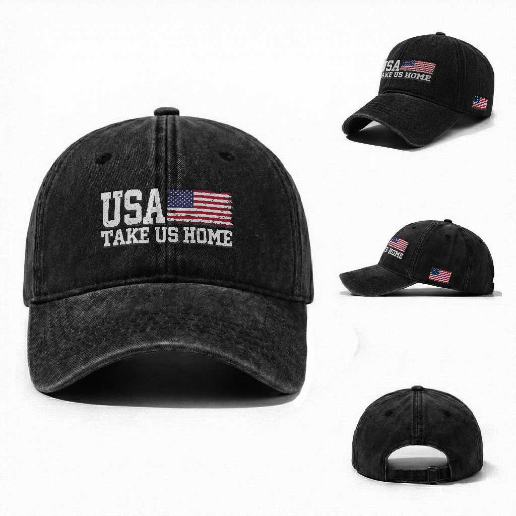 Patriotic USA Soccer Fan Washed Cotton Baseball Cap Take Us Home Game Day TS12 Washed Cap Universal Fit Black Print Your Wear