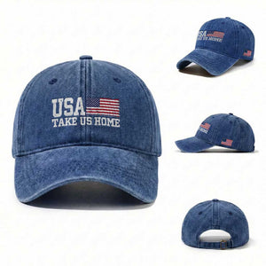 Patriotic USA Soccer Fan Washed Cotton Baseball Cap Take Us Home Game Day TS12 Washed Cap Universal Fit Royal Blue Print Your Wear