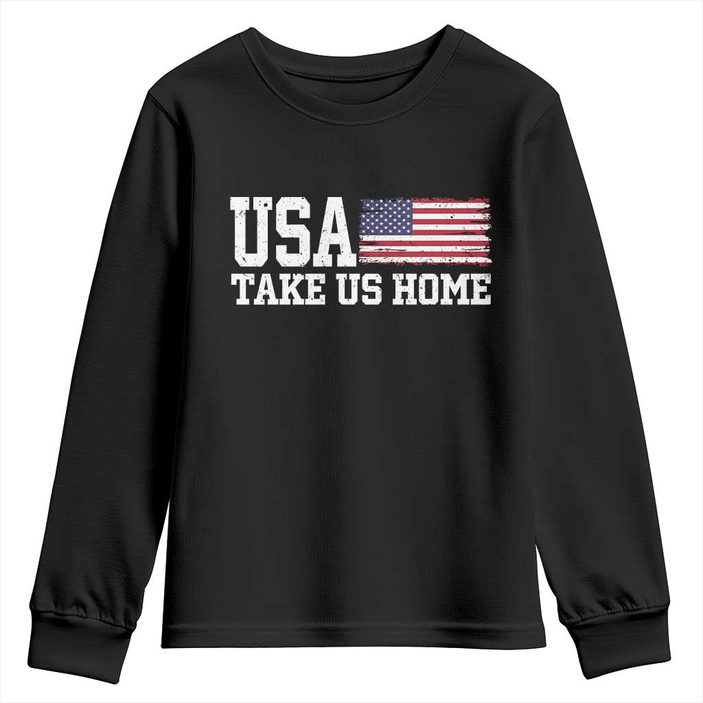 Patriotic USA Soccer Fan Youth Sweatshirt Take Us Home Game Day TS12 Black Print Your Wear