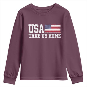 Patriotic USA Soccer Fan Youth Sweatshirt Take Us Home Game Day TS12 Maroon Print Your Wear