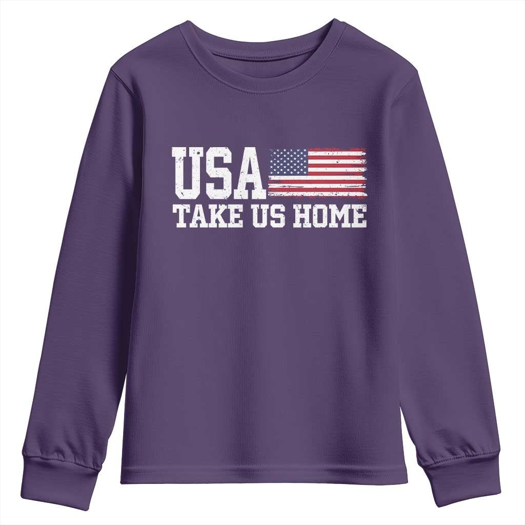 Patriotic USA Soccer Fan Youth Sweatshirt Take Us Home Game Day TS12 Purple Print Your Wear