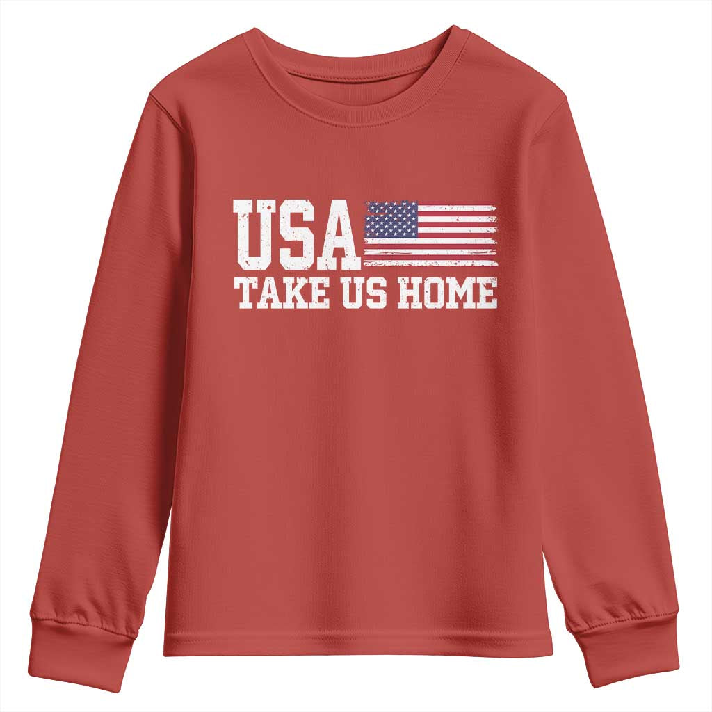 Patriotic USA Soccer Fan Youth Sweatshirt Take Us Home Game Day TS12 Red Print Your Wear