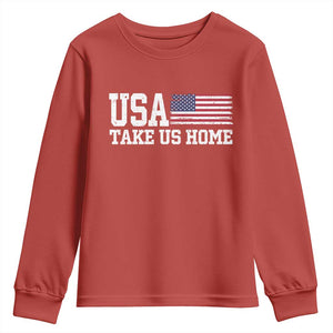Patriotic USA Soccer Fan Youth Sweatshirt Take Us Home Game Day TS12 Red Print Your Wear