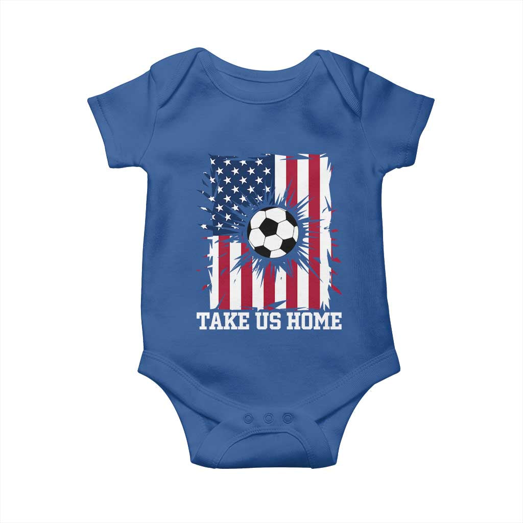 USA Soccer Game Day Baby Onesie Take Us Home TS12 Royal Blue Print Your Wear
