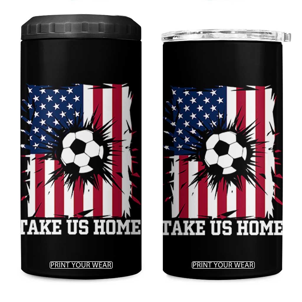 USA Soccer Game Day 4 in 1 Can Cooler Tumbler Take Us Home TS12 One Size: 16 oz Black Print Your Wear