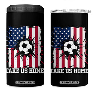 USA Soccer Game Day 4 in 1 Can Cooler Tumbler Take Us Home TS12 One Size: 16 oz Black Print Your Wear