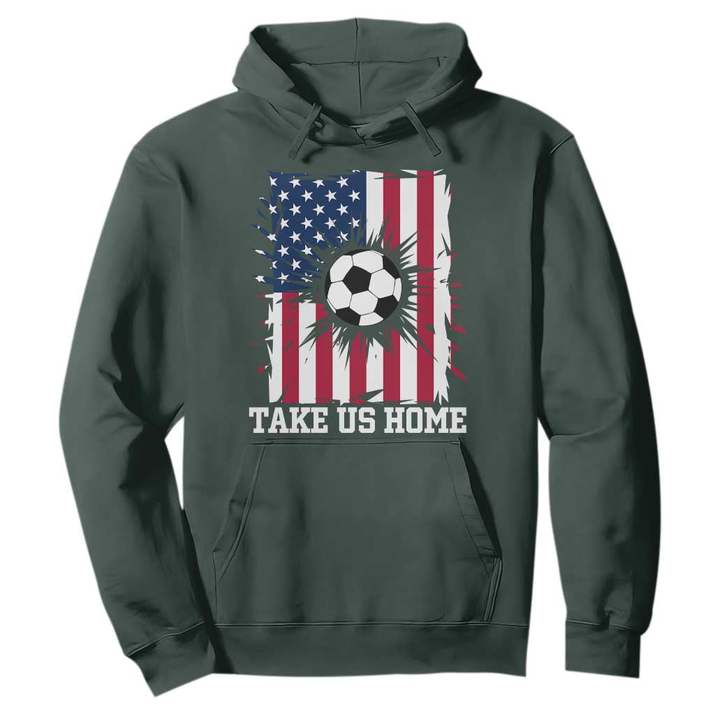 USA Soccer Game Day Hoodie Take Us Home TS12 Dark Forest Green Print Your Wear