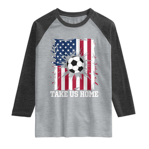 USA Soccer Game Day Raglan Shirt Take Us Home TS12 Heather Gray Heather Charcoal Print Your Wear