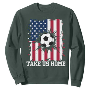 USA Soccer Game Day Sweatshirt Take Us Home TS12 Dark Forest Green Print Your Wear