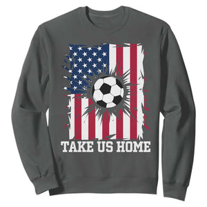 USA Soccer Game Day Sweatshirt Take Us Home TS12 Dark Heather Print Your Wear
