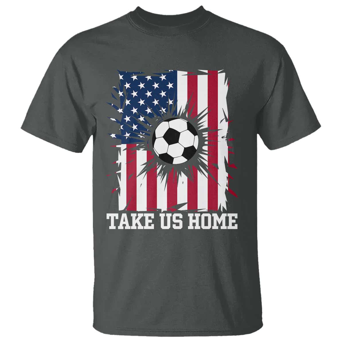 USA Soccer Game Day T Shirt Take Us Home TS12 Dark Heather Print Your Wear