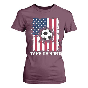 USA Soccer Game Day T Shirt For Women Take Us Home TS12 Maroon Print Your Wear