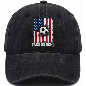 USA Soccer Game Day Washed Cotton Baseball Cap Take Us Home TS12 Print Your Wear