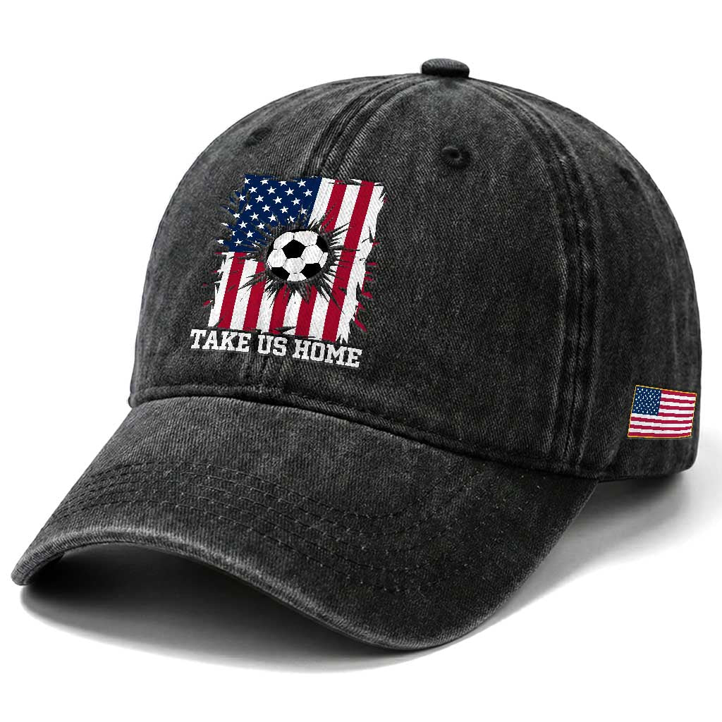 USA Soccer Game Day Washed Cotton Baseball Cap Take Us Home TS12 Print Your Wear