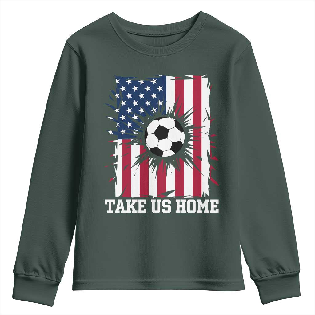 USA Soccer Game Day Youth Sweatshirt Take Us Home TS12 Dark Forest Green Print Your Wear
