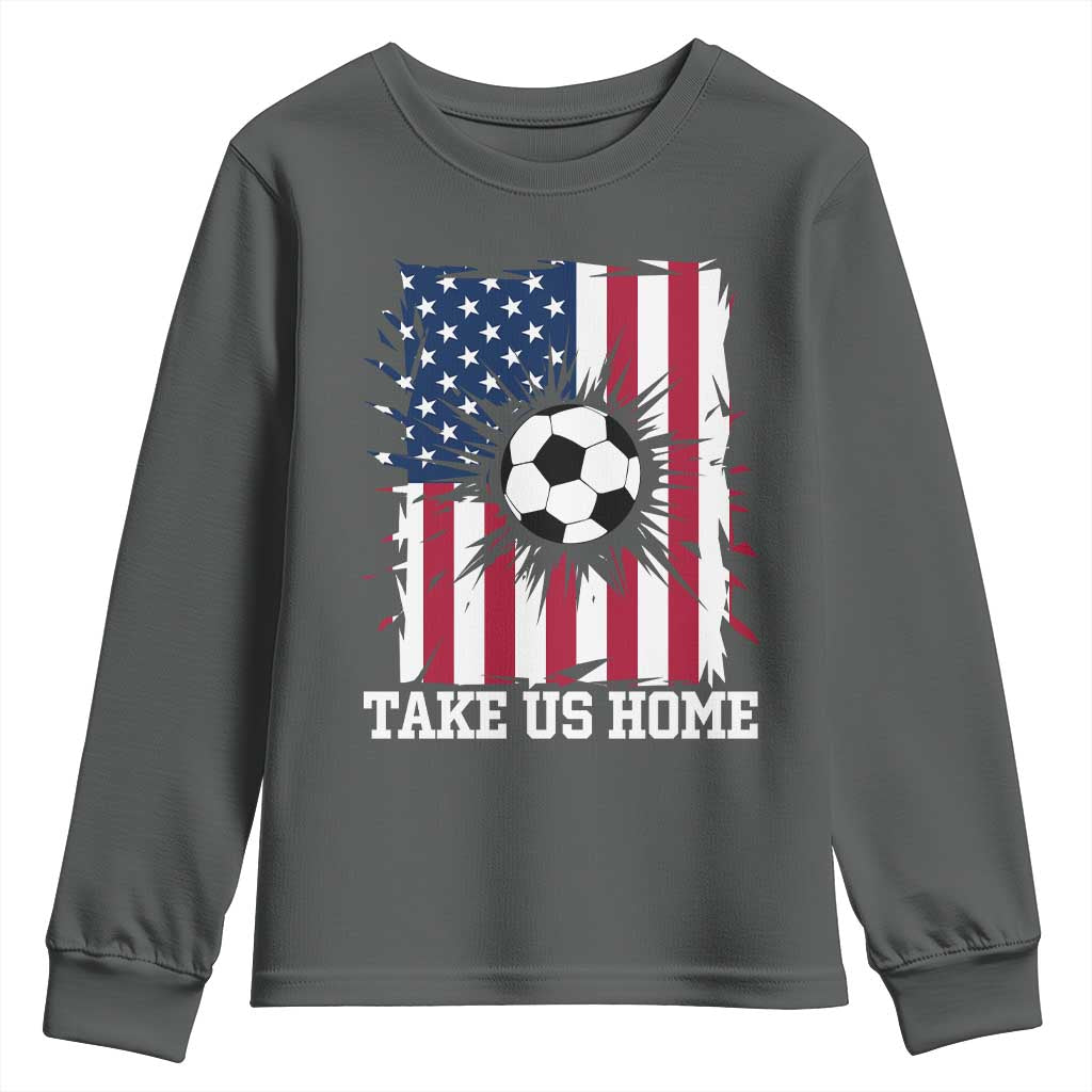 USA Soccer Game Day Youth Sweatshirt Take Us Home TS12 Dark Heather Print Your Wear