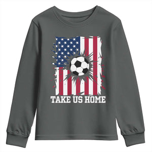 USA Soccer Game Day Youth Sweatshirt Take Us Home TS12 Dark Heather Print Your Wear