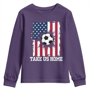USA Soccer Game Day Youth Sweatshirt Take Us Home TS12 Purple Print Your Wear