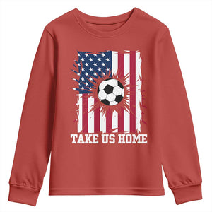 USA Soccer Game Day Youth Sweatshirt Take Us Home TS12 Red Print Your Wear
