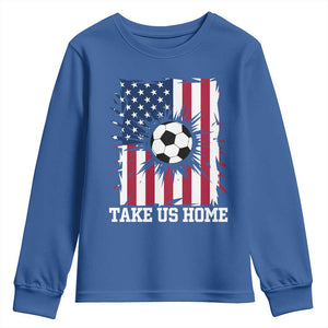 USA Soccer Game Day Youth Sweatshirt Take Us Home TS12 Royal Blue Print Your Wear