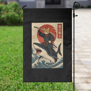 Funny Samurai Cat Riding Shark Garden Flag Vintage Japanese Ukiyoe