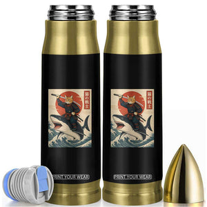 Funny Samurai Cat Riding Shark Bullet Tumbler Vintage Japanese Ukiyoe