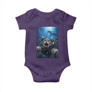 Funny Scuba Diving Cat Selfie With Hammerhead Shark Baby Onesie