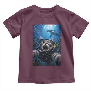Funny Scuba Diving Cat Selfie With Hammerhead Shark Toddler T Shirt