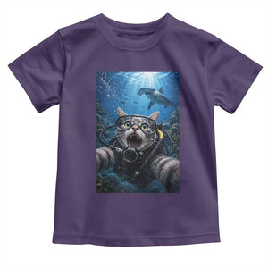 Funny Scuba Diving Cat Selfie With Hammerhead Shark Toddler T Shirt
