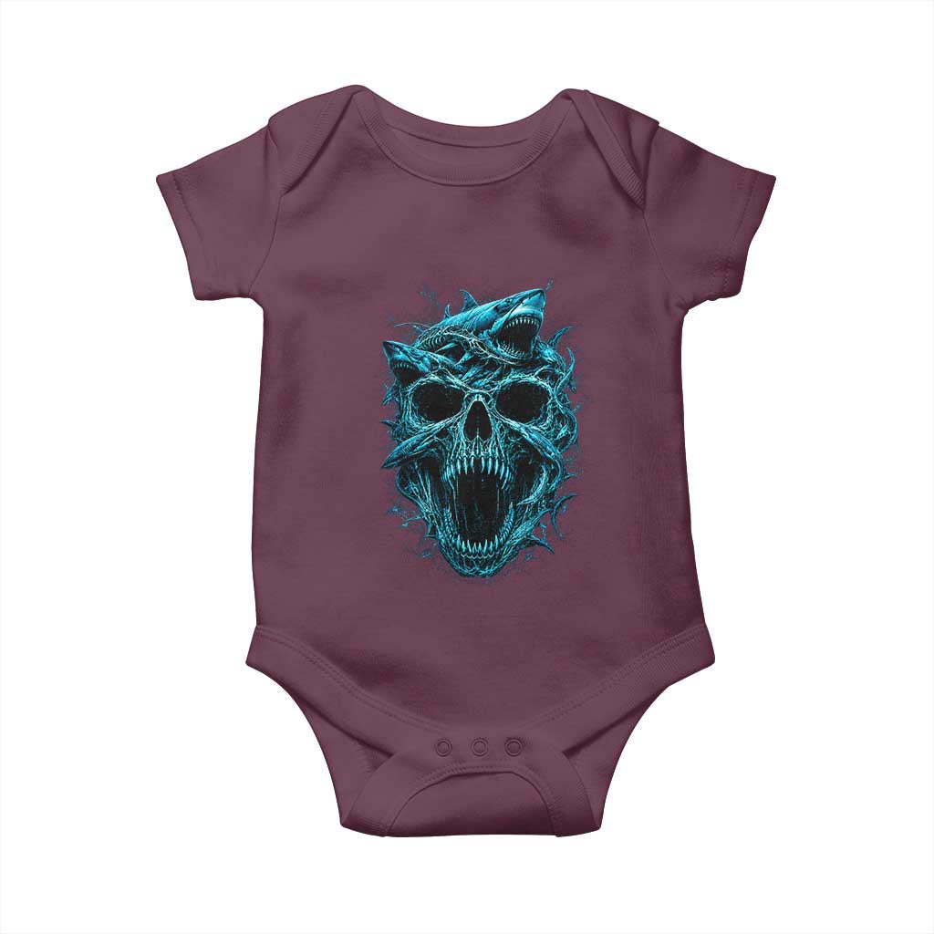 Vintage Great White Shark Skull Baby Onesie Deep Sea Horror Art