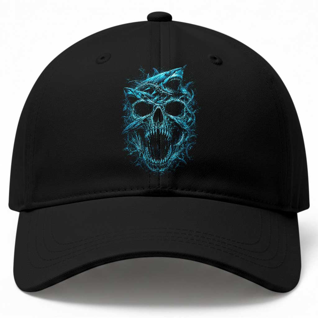 Vintage Great White Shark Skull Baseball Cap Deep Sea Horror Art TS12 Print Your Wear