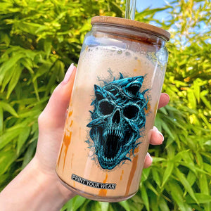 Vintage Great White Shark Skull Glass Can Deep Sea Horror Art