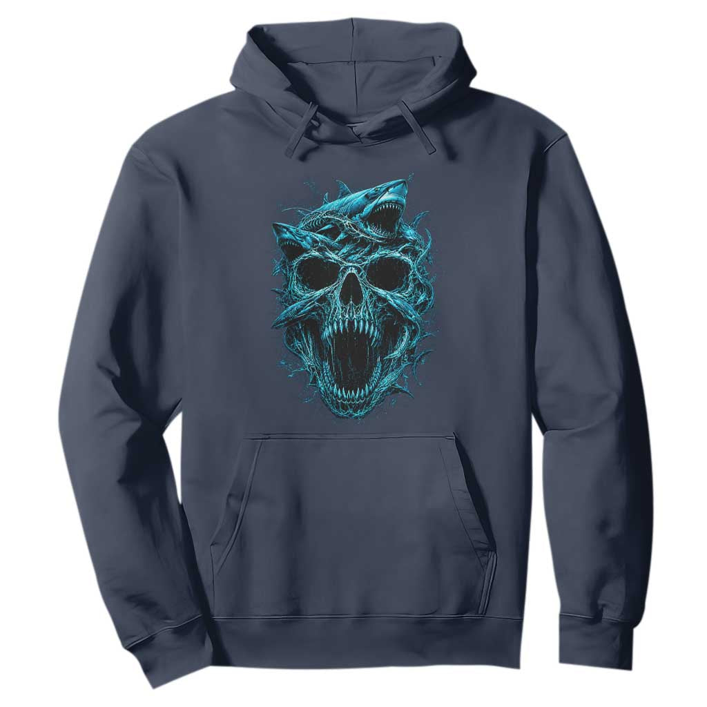 Vintage Great White Shark Skull Hoodie Deep Sea Horror Art