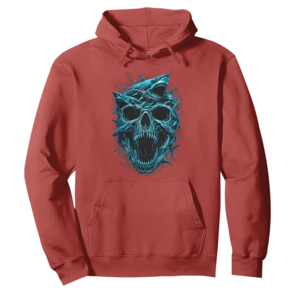 Vintage Great White Shark Skull Hoodie Deep Sea Horror Art