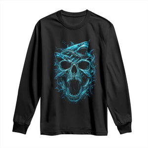Vintage Great White Shark Skull Long Sleeve Shirt Deep Sea Horror Art