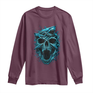 Vintage Great White Shark Skull Long Sleeve Shirt Deep Sea Horror Art