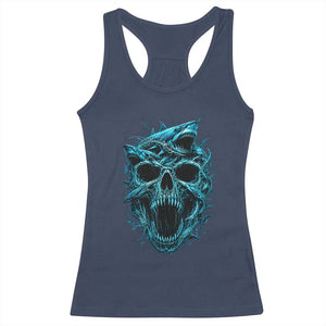 Vintage Great White Shark Skull Racerback Tank Top Deep Sea Horror Art