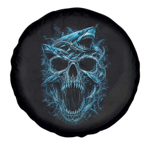 Vintage Great White Shark Skull Spare Tire Cover Deep Sea Horror Art