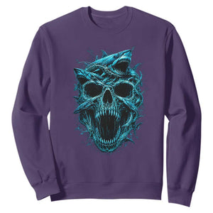 Vintage Great White Shark Skull Sweatshirt Deep Sea Horror Art