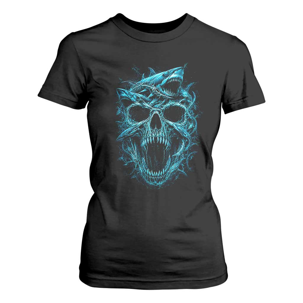 Vintage Great White Shark Skull T Shirt For Women Deep Sea Horror Art TS12 Black Print Your Wear