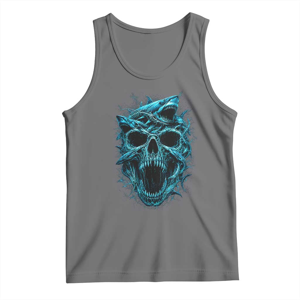 Vintage Great White Shark Skull Tank Top Deep Sea Horror Art