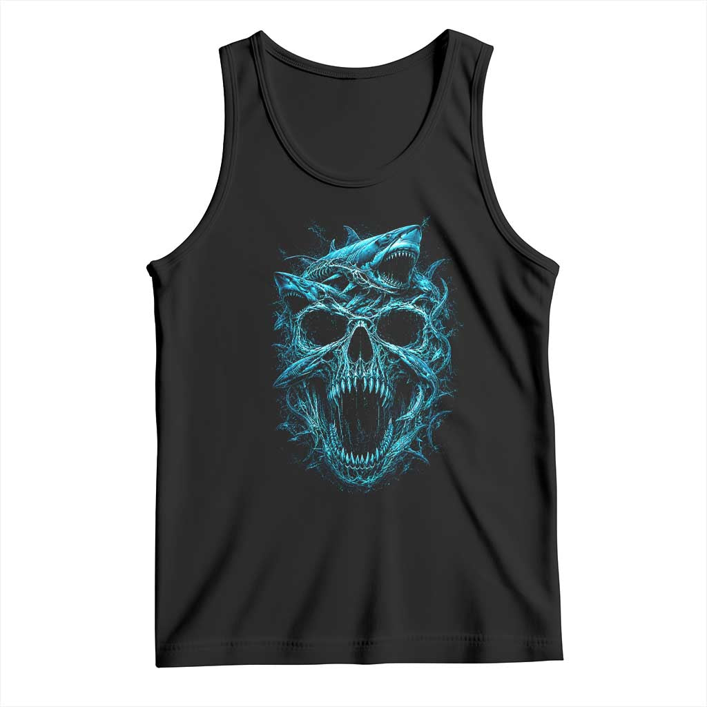 Vintage Great White Shark Skull Tank Top Deep Sea Horror Art TS12 Black Print Your Wear
