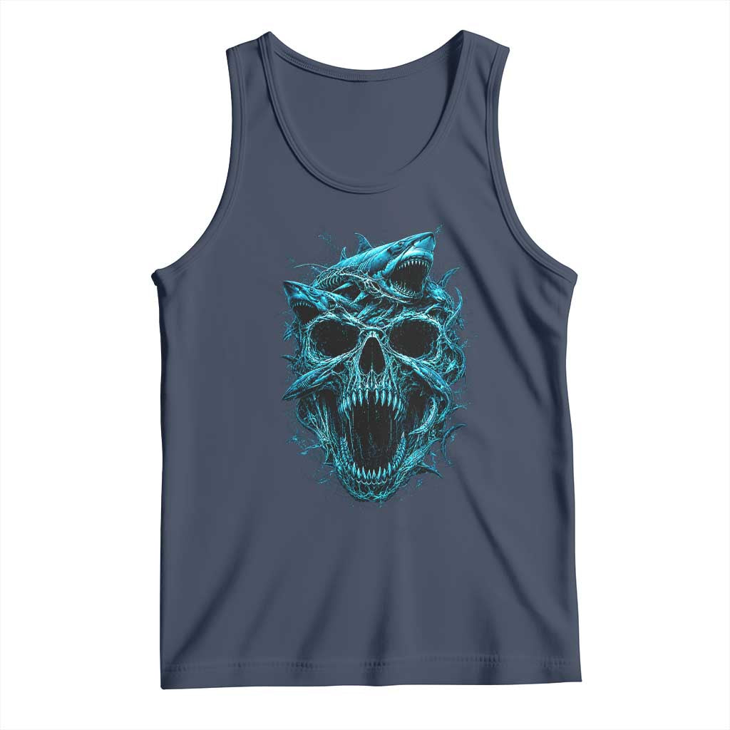 Vintage Great White Shark Skull Tank Top Deep Sea Horror Art