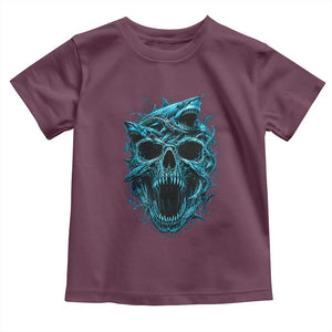 Vintage Great White Shark Skull Toddler T Shirt Deep Sea Horror Art