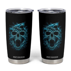 Vintage Great White Shark Skull Tumbler Cup Deep Sea Horror Art