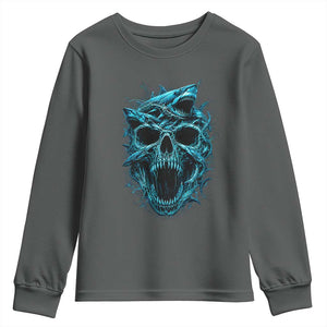 Vintage Great White Shark Skull Youth Sweatshirt Deep Sea Horror Art