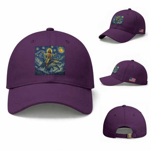Funny Christian Jesus Riding Hammerhead Shark Baseball Cap Starry Night Inspired Art