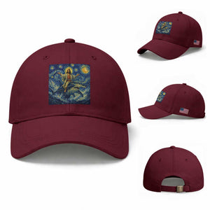 Funny Christian Jesus Riding Hammerhead Shark Baseball Cap Starry Night Inspired Art